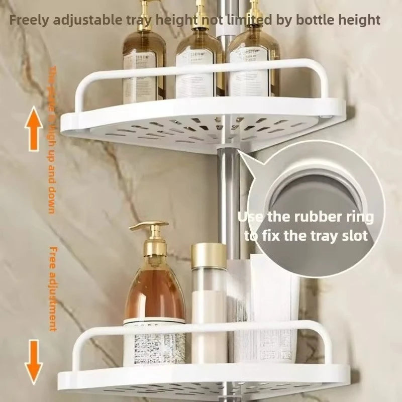 Purilite Select Large Capacity Quick Drainage Bathroom Corner Shelf | Rustproof Stainless Steel Telescopic Punch-Free Organizer | Toilet & Kitchen Storage