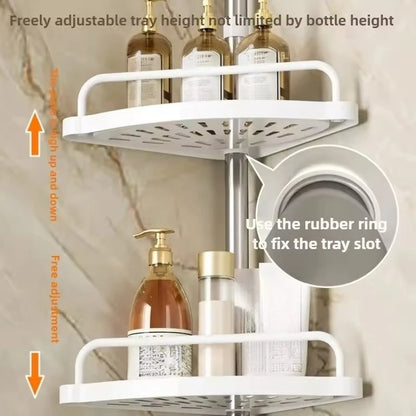 Purilite Select Large Capacity Quick Drainage Bathroom Corner Shelf | Rustproof Stainless Steel Telescopic Punch-Free Organizer | Toilet & Kitchen Storage
