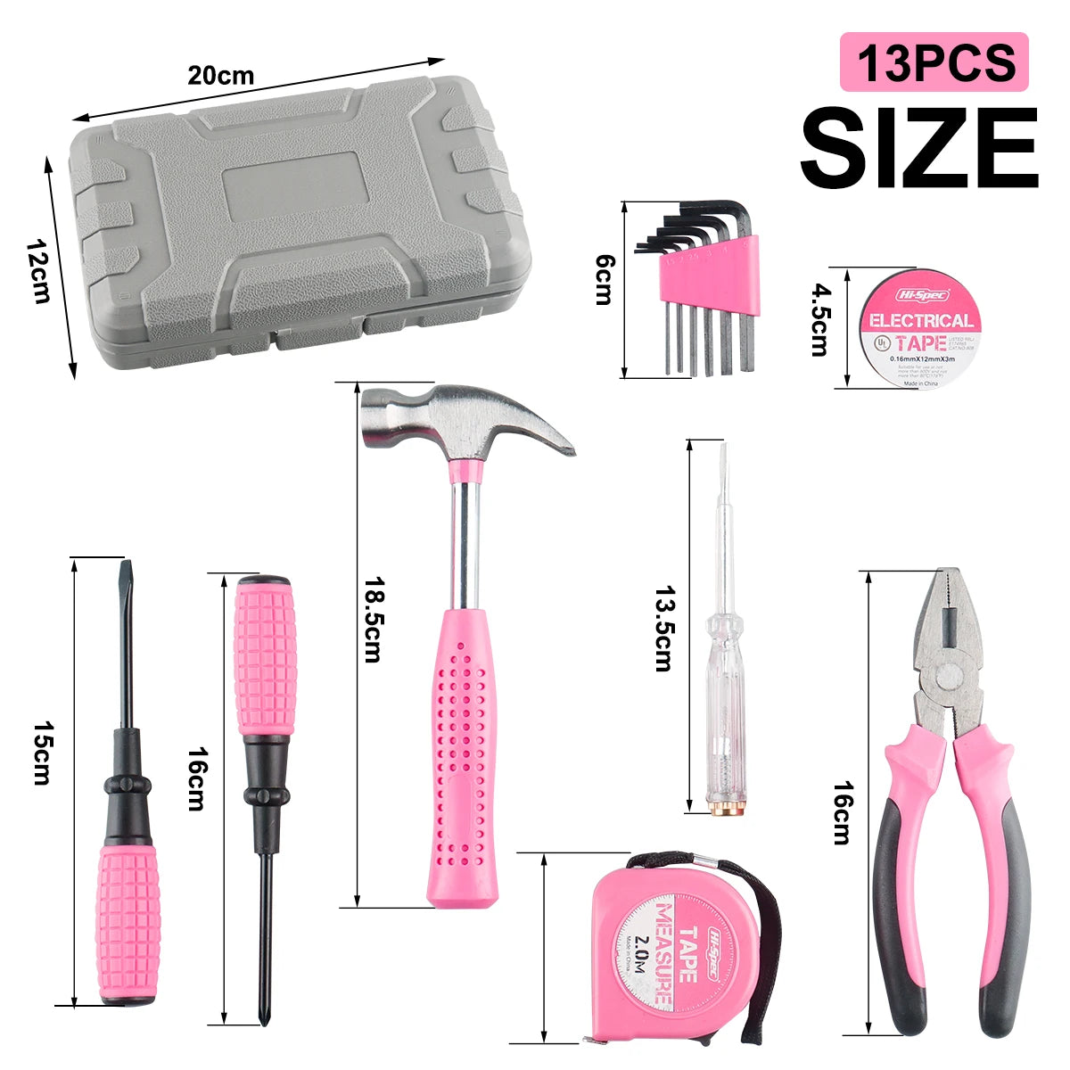 Purilite Select 13/24-Piece General Household Hand Tool Kit – Car & Home Repair with Plastic Toolbox Storage Case