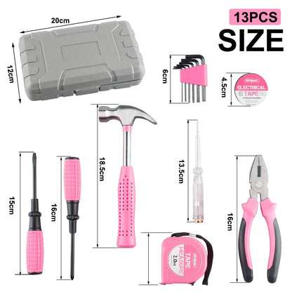 Purilite Select 13/24-Piece General Household Hand Tool Kit – Car & Home Repair with Plastic Toolbox Storage Case