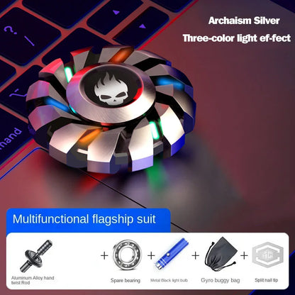 Purilite Select Luminous Fidget Spinner | EDC Metal Stress Relief Toy | Rainbow LED Light Finger Spinner for Adults & Kids