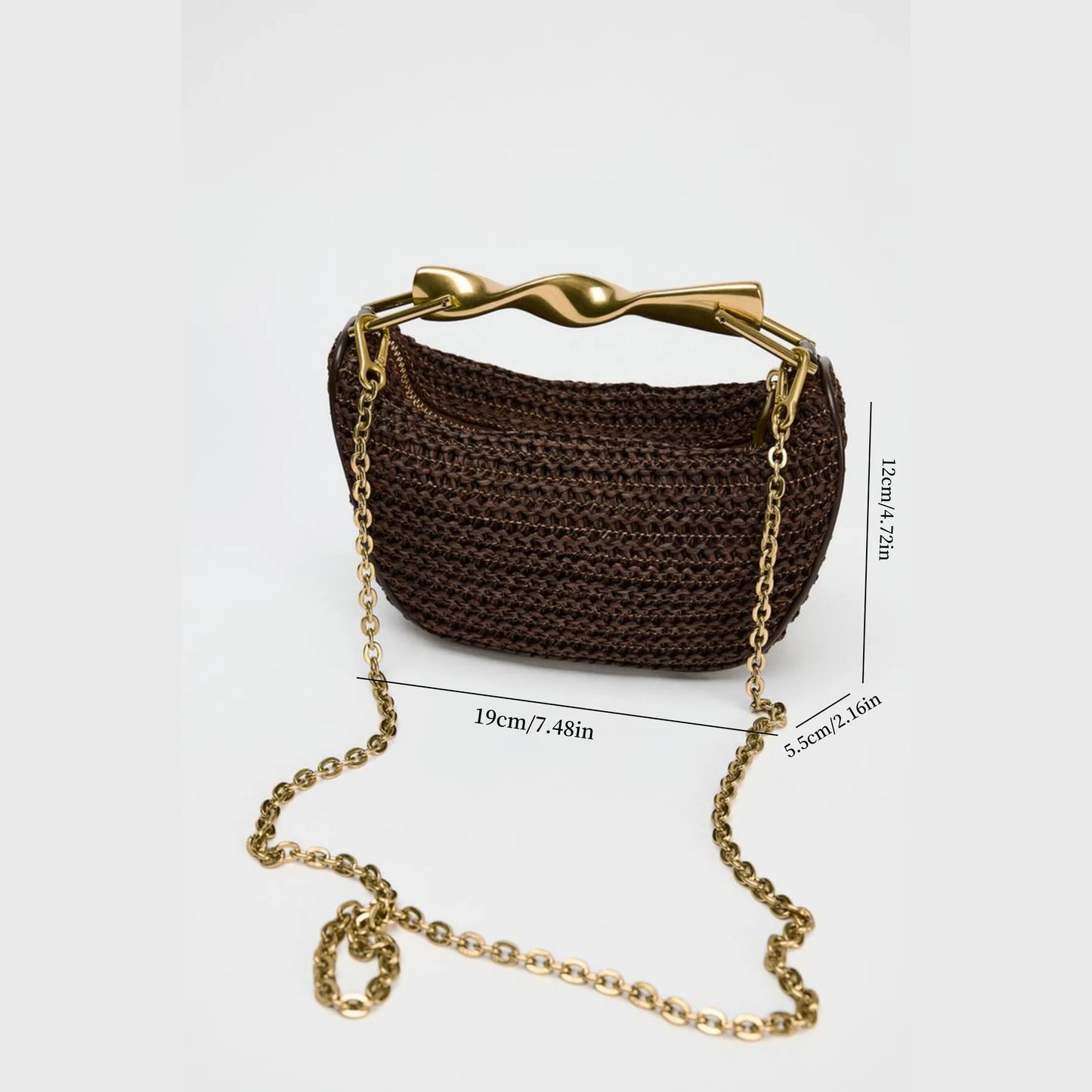 Purilite Select Summer Half-Moon Woven Straw Shoulder Bag
