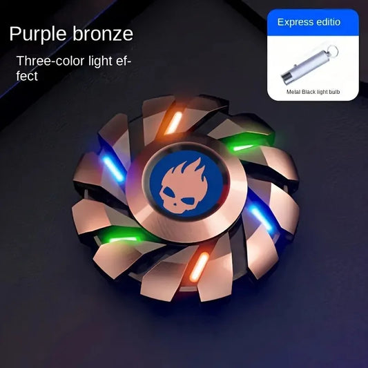 Purilite Select Luminous Fidget Spinner | EDC Metal Stress Relief Toy | Rainbow LED Light Finger Spinner for Adults & Kids