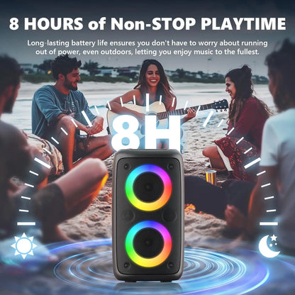 The HY-3317 wireless speaker is equipped with a subwoofer, a free microphone, and cinema grade surround sound