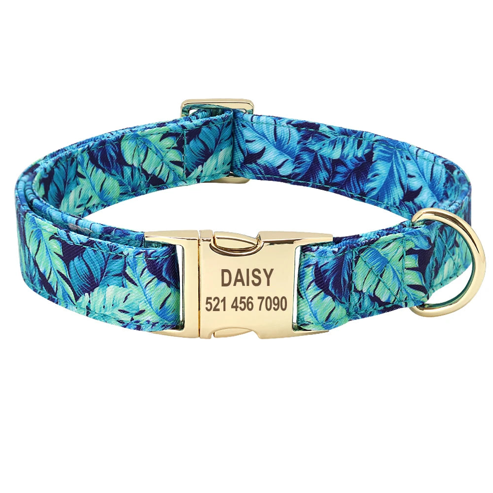 Purilite Select Personalized Floral Dog Collar and Leash Set