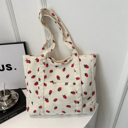 Purilite Select Corduroy Strawberry Tote Bag