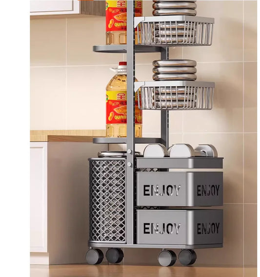 Purilite Select Multi-Level Kitchen Storage Rack | Floor Standing Fruit & Vegetable Organizer | Durable Metal Storage Shelf