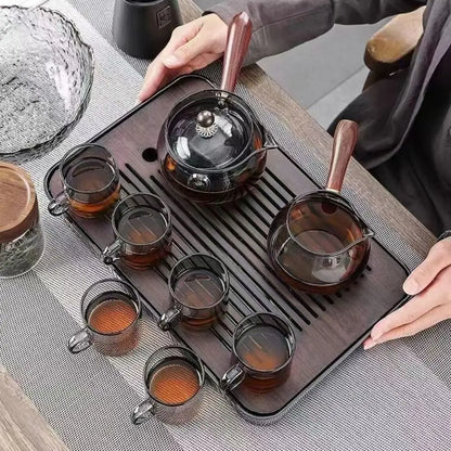 Purilite Select Heat Resistant Glass Teapot | 360° Rotating Transparent Brewing Teapot with Built-In Tea Filter and Comfortable Handle | Large Capacity Boiling Tea Kettle for Home and Office
