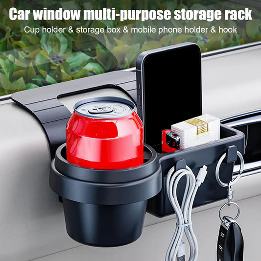 Purilite Select Portable Car Door Cup Holder & Window Storage Rack – Universal Hanging Drink and Accessory Organizer