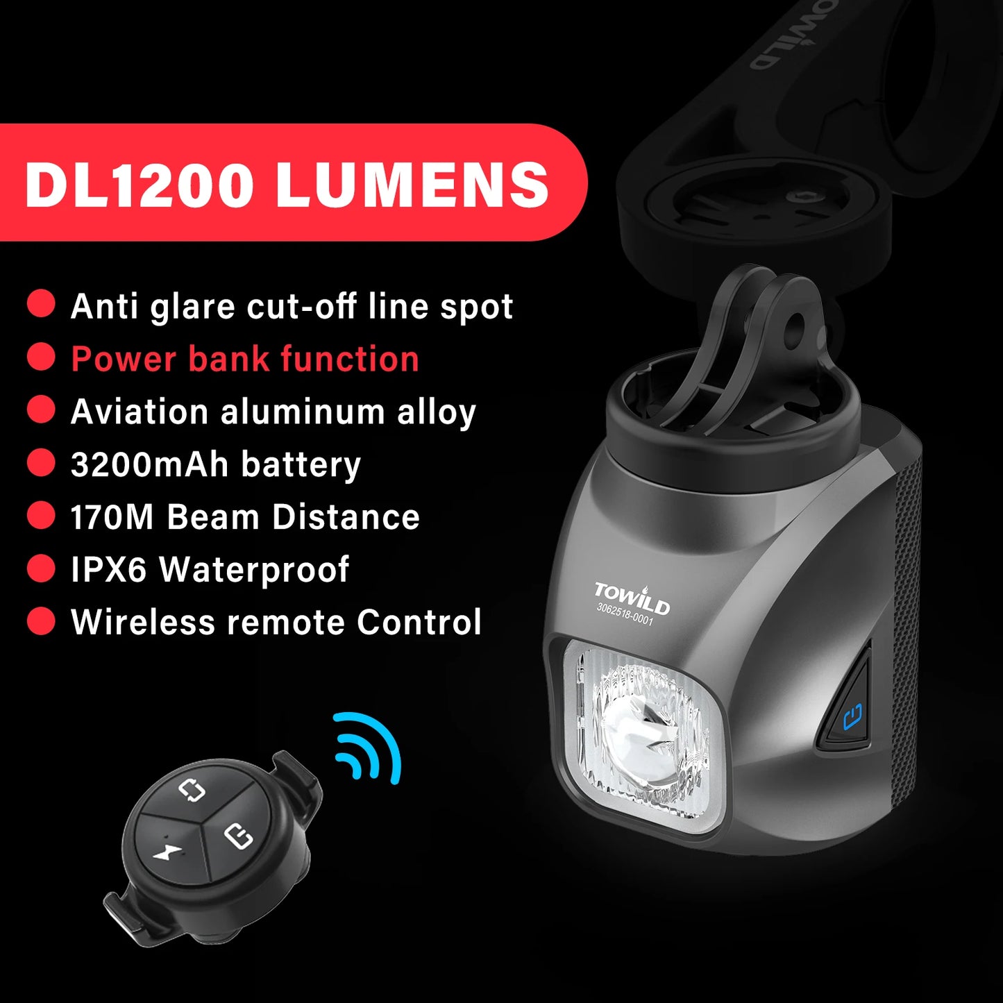 Purilite Select DL1200S/DL1700 Bicycle Light With Cut-Off Line Beam