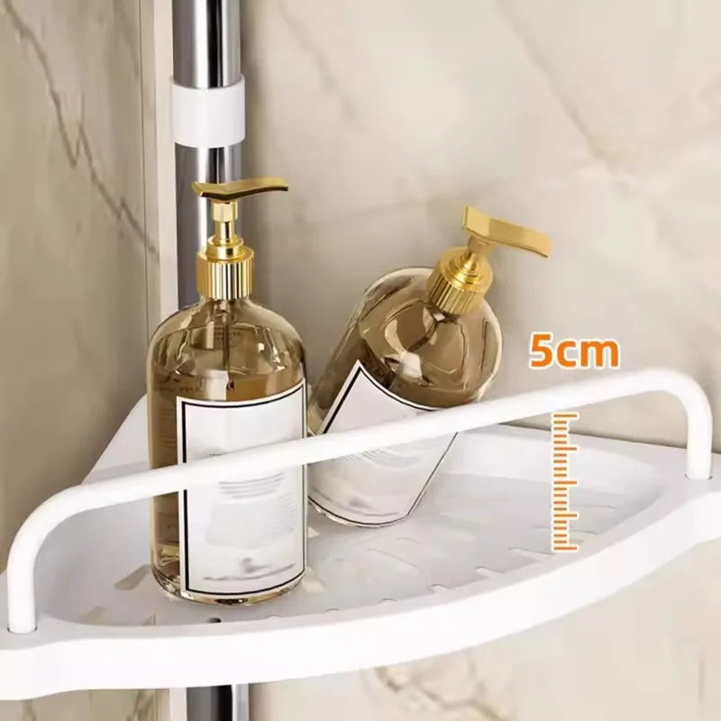 Purilite Select Large Capacity Quick Drainage Bathroom Corner Shelf | Rustproof Stainless Steel Telescopic Punch-Free Organizer | Toilet & Kitchen Storage