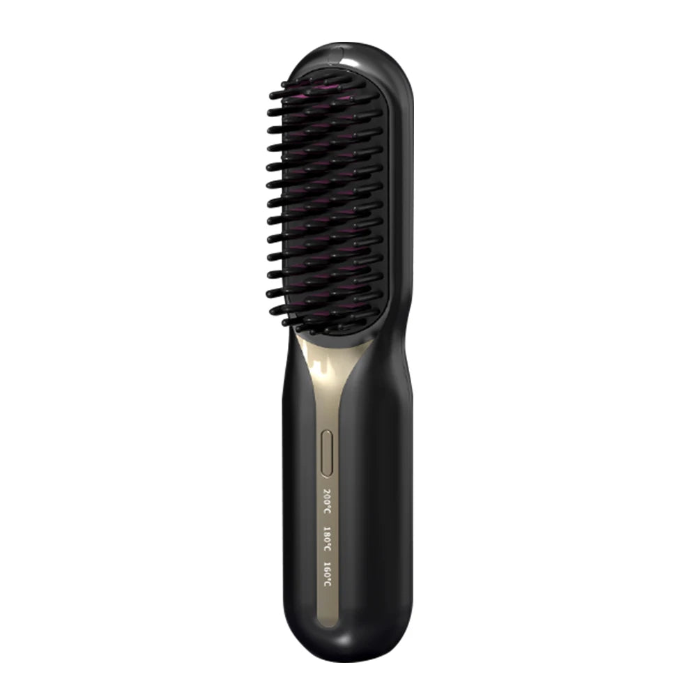 Purilite Select Electric Ceramic Heating Straight Hair Comb Wireless Portable Negative Ion Styling Tool Rechargeable USB Straightening Brush