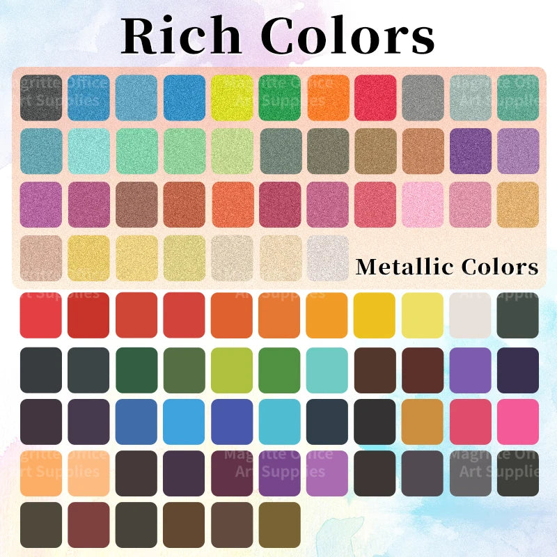 Purilite Select Watercolor Paint Set – 90 Bright Colors with Water Pens for Artists & Hobbyists