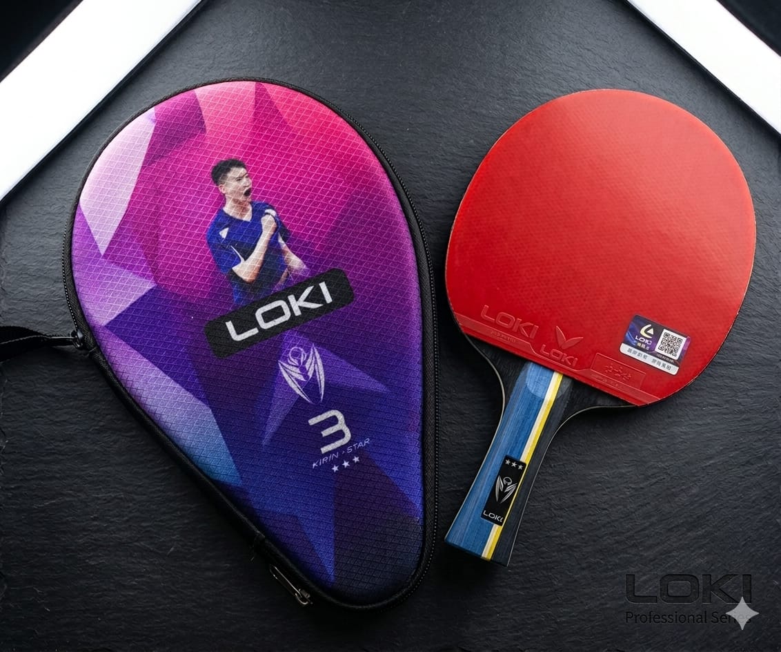 LOKI Kirin Star 3-Star Table Tennis Racket Professional Set – High Spin & Speed Ping Pong Paddle with Premium EVA Hard Case