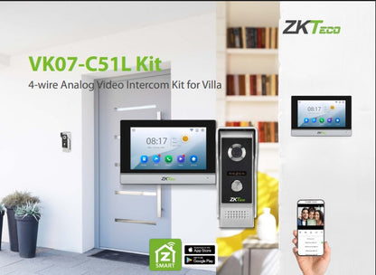 ZKTeco VK07-C51L 4-Wire Analog Video Intercom Kit