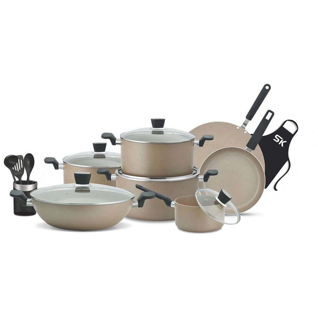 Marble Coating Supreme Gift Pack Set 18-Piece Premium Non-Stick Cookware